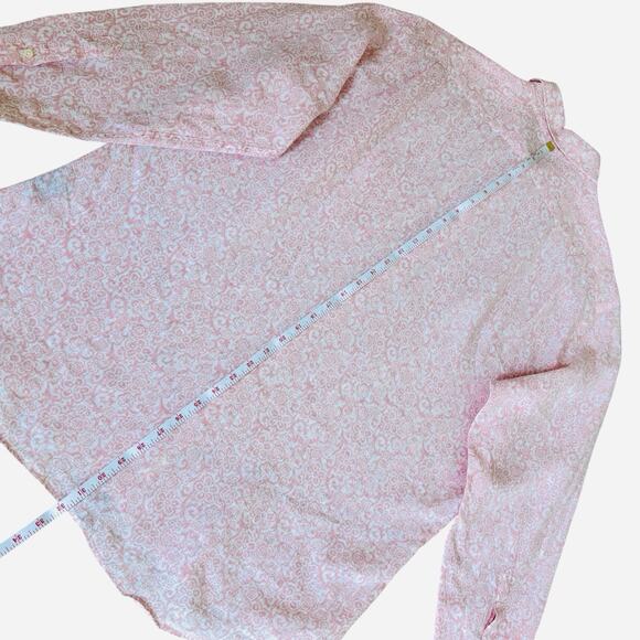 Vilebrequin Sz XXL Pink White Button Up 100% Linen Flax Long Sleeve Shirt Pocket - Picture 7 of 13